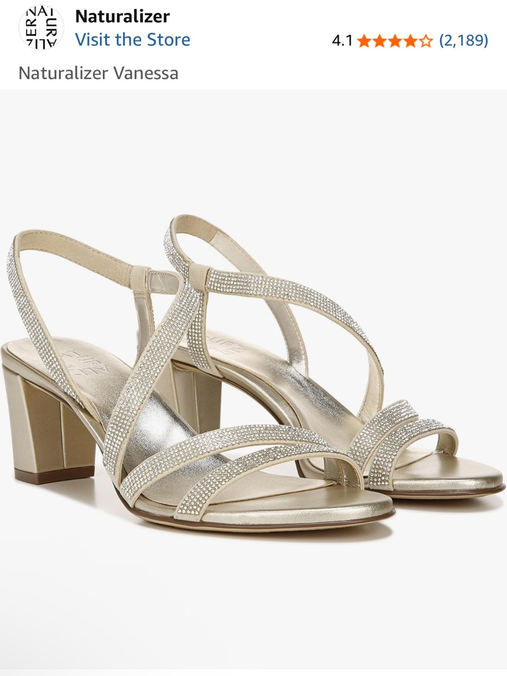 Naturalizer Strappy Crystal Slingback Sandal in Metallic Champagne